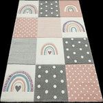 Kinderkamer Vloerkleed Blokjes/Regenboog Roze