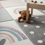 Kinderkamer Vloerkleed Blokjes/Regenboog Roze