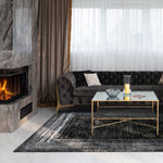 Vloerkleed Craft deluxe lijst abstract 50012 zwart grijs