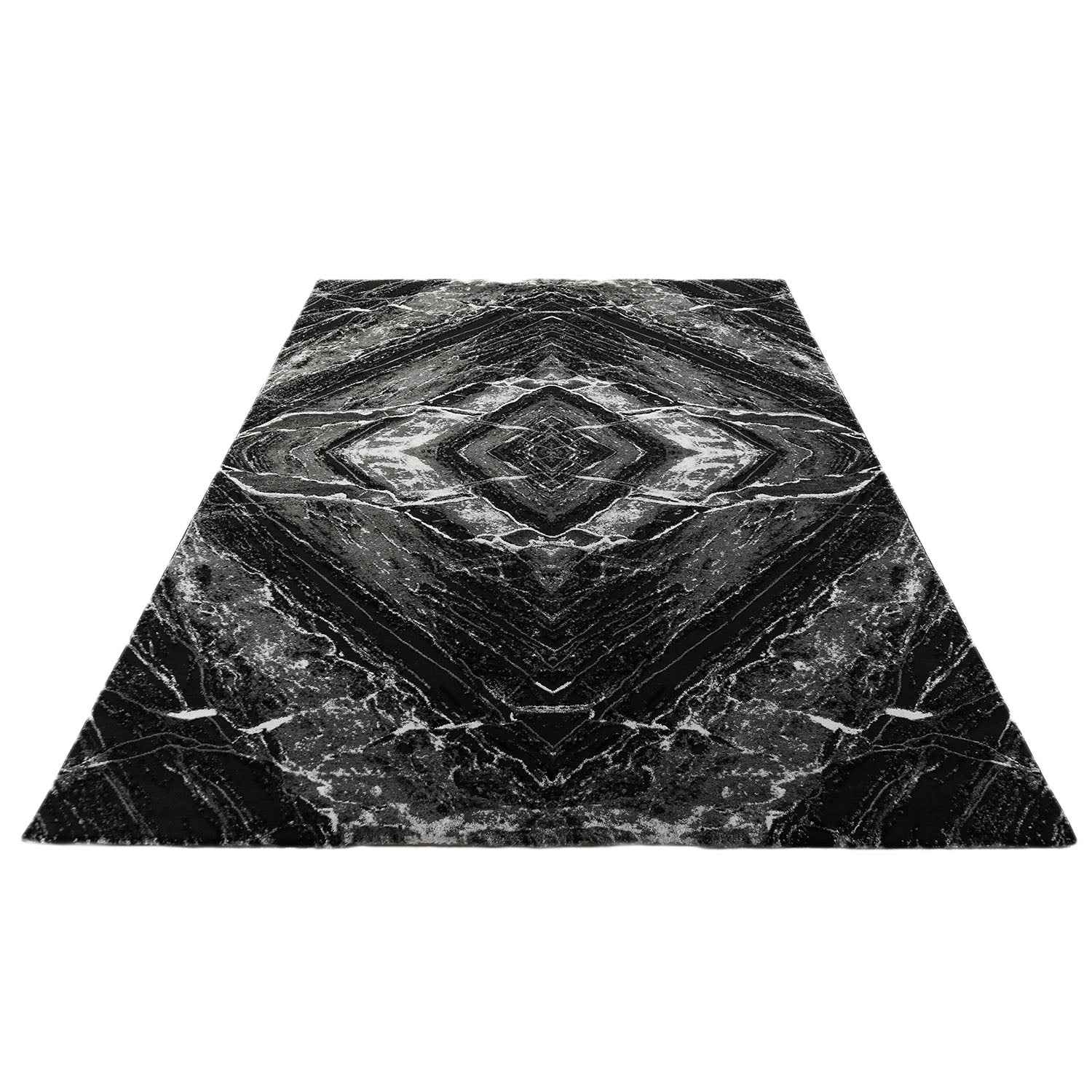 Vloerkleed Craft deluxe marmer patroon 50013 zwart grijs