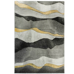 Vloerkleed Diamond Deluxe Golfjes Design Goud-Grijs