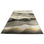 Vloerkleed Diamond Deluxe Golfjes Design Goud-Grijs