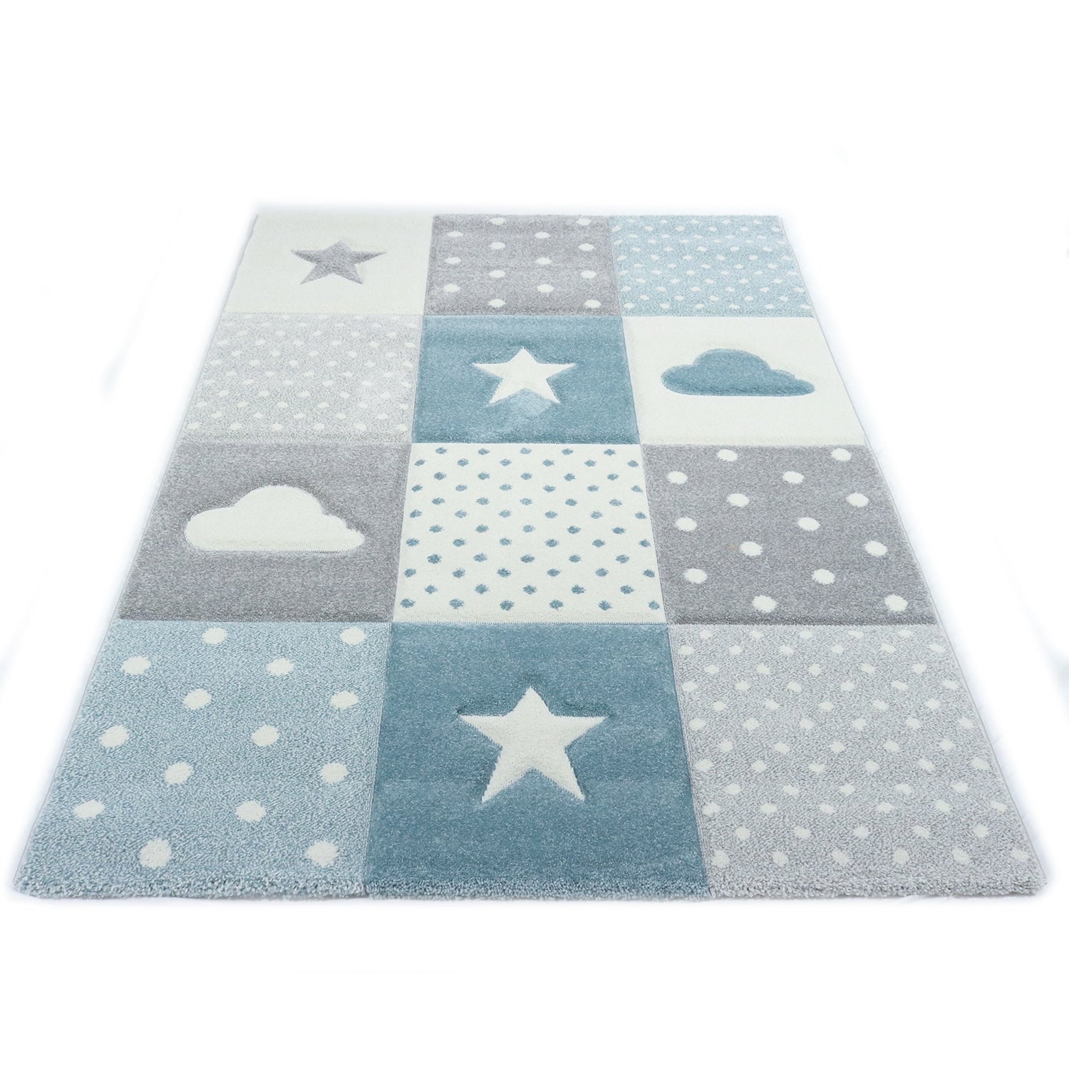 Kindervloerkleed Sterren en Wolken Blauw