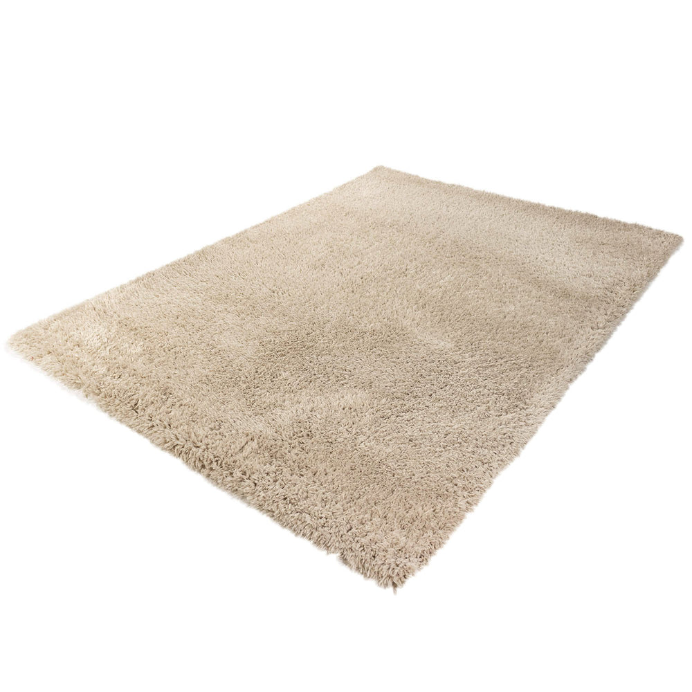 Hoogpolig Gerecycled Floki vloerkleed Beige